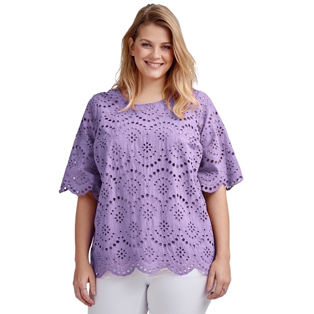 ellos Scalloped Hem Eyelet Blouse With Cami Size 28